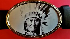 GERONIMO famous Native American Indian Epoxy Photo Buckle