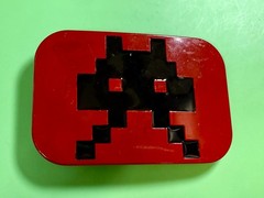 Iconic Pixelated Alien Space Invaders Arcade Game Red Black Enamel Belt Buckle