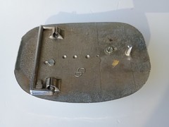 Vtg. Metal Belt Buckle With Black Center stone Floral Marked DD