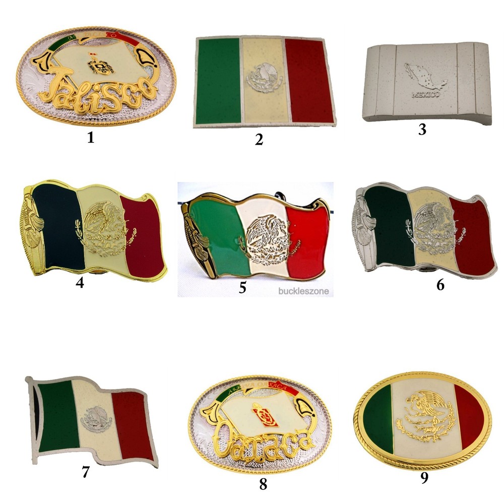 Mexico Flag Belt Buckle New Mexican Men Women Cowgirl Cowboy Western Gold Metal