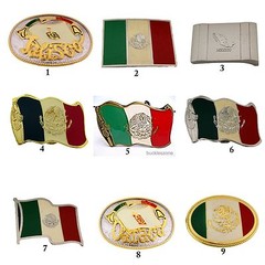 Mexico Flag Belt Buckle New Mexican Men Women Cowgirl Cowboy Western Gold Metal