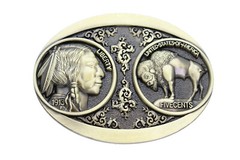 Men Native Cowboy Western Metal Buckle Antique Vintage Gold Buffalo Indian Bull