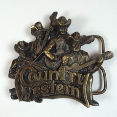 VTG Country Western Music Band Brass Belt Buckle Honkytonk Nashville Bergamot