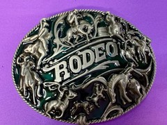 Cowboy Rodeo Calf Roping Bucking Bronco Rancher Enameled New Western Belt Buckle