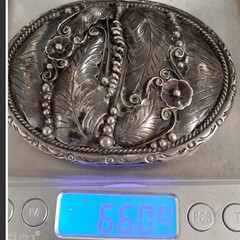 Vintage Solid Silver Metal Oval Floral Engraved Clip Belt Buckle Fits 1.5in RBP