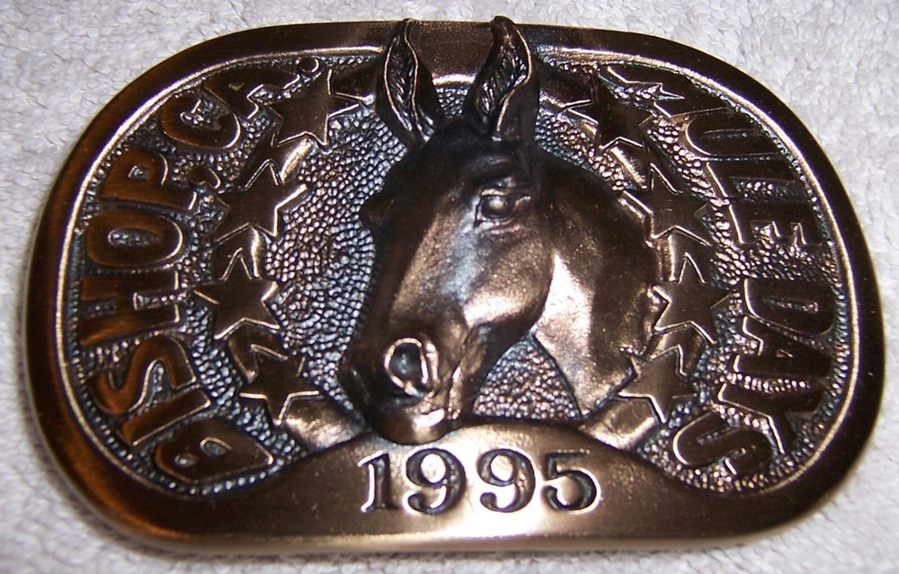Mule Days 1995 Bishop California Solid Bronze Metal Belt Buckle