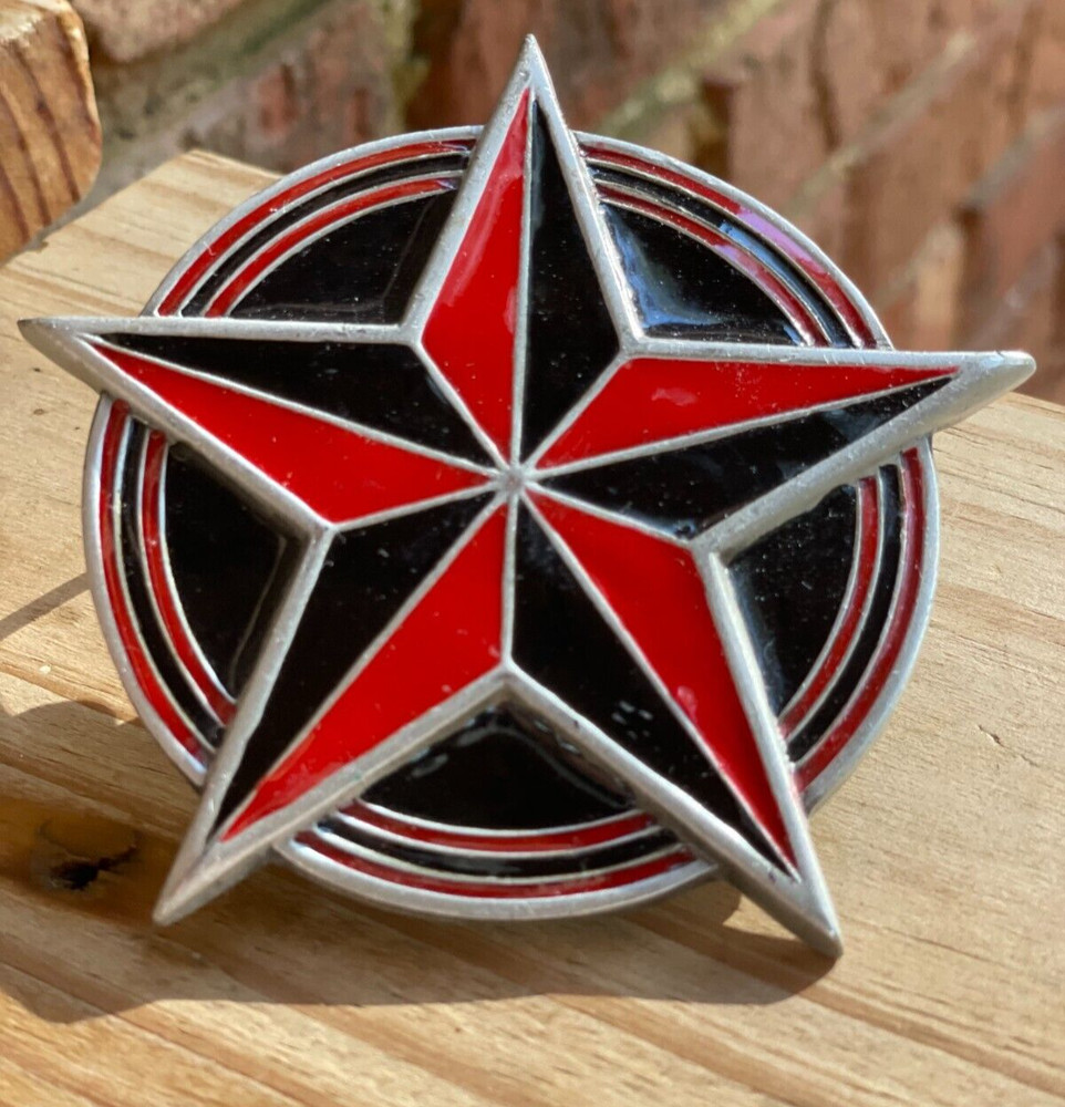 Great American Product 2002 Belt Buckle Star in Circle Pure Pewter Black Red