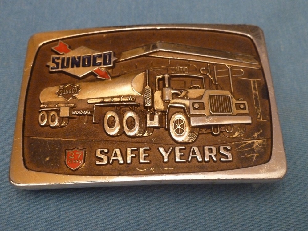 SUNOCO 27 YEARS SAFETY AWARD BELT BUCKLE SAFE DRIVER MACK TRUCK