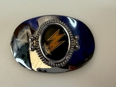 Lightning Bolt Strike Electric Shock Flash on Centered Cabochon Oval Belt Buckle