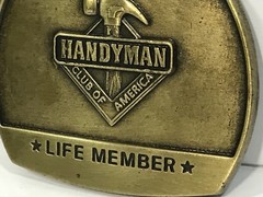 1996 Belt Buckle Handyman Club Of America Life Member Hammer 3 Inch