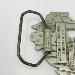 Vintage US Marines CorpBelt Buckle Semper Fidelis Pewter Metal 1995 Globe Anchor