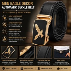 Men’s Eagle Decor Automatic Ratchet Belt – Adjustable Dress Belt for Men