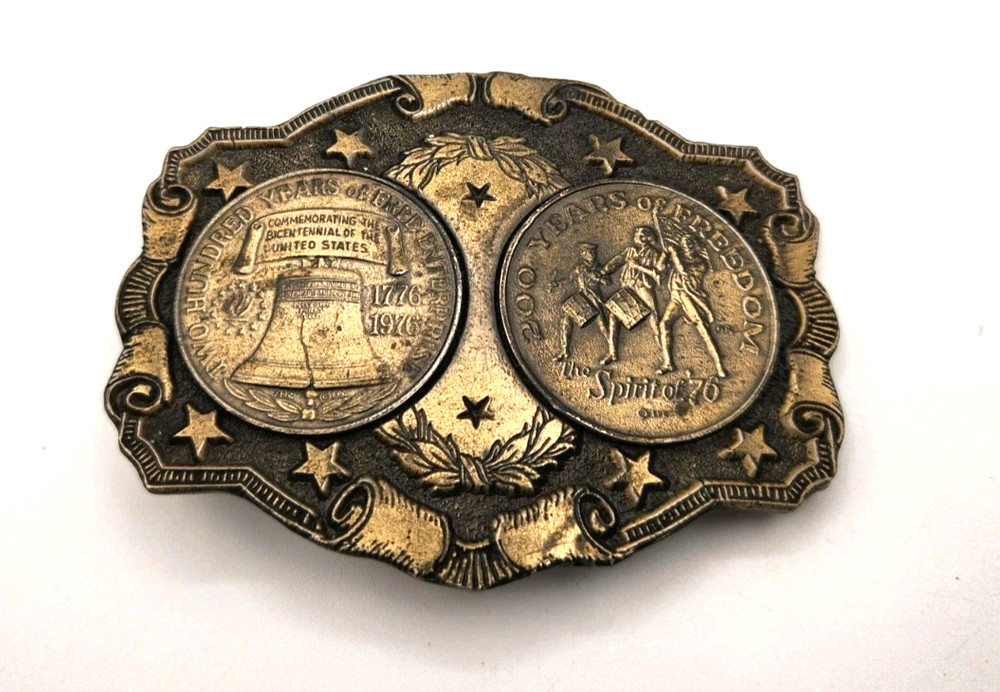 Lewis Spirit Of Freedom 1776-1976 United States 2 Coin Token Brass Belt Buckle