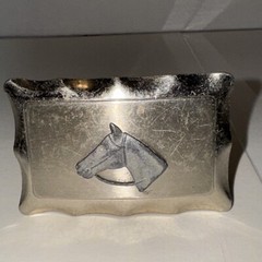 Vintage Brushed / Polished Nickel Horse Head Western Belt Buckle