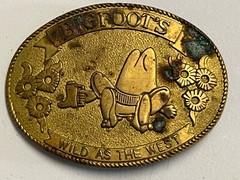 Vintage Belt Buckle BIGFOOT&rsquo;S Wild as the WEST Cowboy Hat Brass 70s Trucker OOP