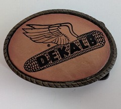 Dekalb belt buckle Rockford Illinois Spec Cast corn seed advertising brass