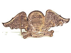 Skull Heavy Metal Belt Buckle Cross Bones w Wings Silver Tattoo Size 6&Prime;x 2.5&Prime;