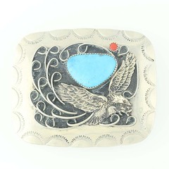 Southwestern Eagle Turquoise Coral Belt Buckle Gift Patriotic