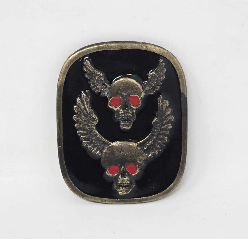 Craftmaster Industires Double Skull With Wings & red Eyes Belt Buckle Metal