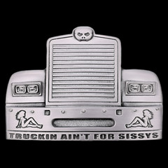 Truckin Ain&rsquo;t For Sissys Mudflap Girl Trucker Grill Semi Tractor Belt Buckle
