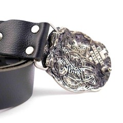 German silver belt buckle Jormungandr, World Serpent buckle, Dragon buckle