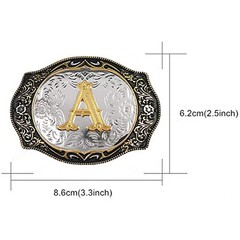 INITIAL  » A-Z  » RODEO COWBOY LETTER SHINE GOLD SILVER WESTERN BELT BUCKLE NEW