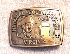 CLASSIC BELT BUCKLE NATIONAL BOY SCOUT JAMBOREE 1981 VIRGINIA GOLD TONE BB12