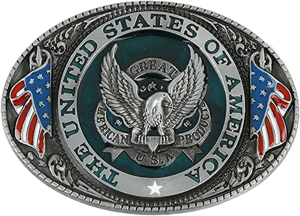 The United State of American Flag Belt Buckle Patriotic Eagle Western Cowboy Buc