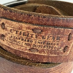 Brown Distressed Leather Belt 34 Silver Buckle Rugged Western Workwear Utility