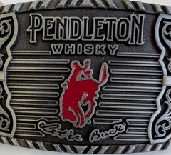 Pendleton Whisky belt buckle let er’ buck silver black red rodeo 2025