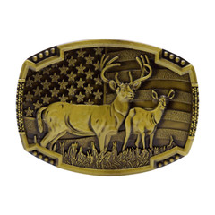 Men Gold Metal Belt Buckle Deer Nature Hunter Western Fashion Pant Jeans Casual