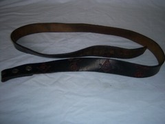 Vintage Large Masonic Freemason Leather Belt Brown with Embossed Symbols ~57&Prime;