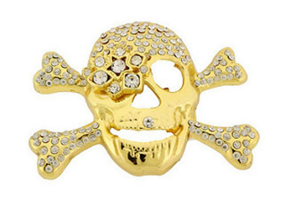 Skull Belt Buckle Men Women Bling Rhinestones Gold Silver Halloween Costume New