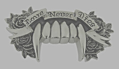 Fang Belt Buckle LOVE NEVER DIES Brushed Vintage Metal Rock Rebel New Men Women
