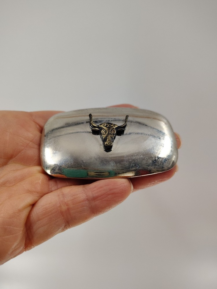 Vintage Cowboy Belt Buckle Steer Bull Head Country Western Rodeo 2.5” X 1.5” USA