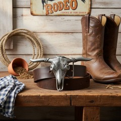 Men Western Dark Silver Color Metal Belt Buckle Long Horn Texas Cow Bull Skull
