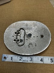 Men&rsquo;s Silver Belt Buckle Vintage USA Made Patriotic Eagle Oval Shaped Large