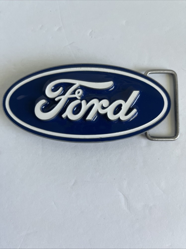 Ford Blue White Oval Metal Belt Buckle Cars Theme for Men Siskiyou F90
