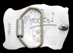 RG20196 *NOS* GREAT 2005 **FLAG OF MEXICO** PEWTER BELT BUCKLE
