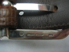 STERLING SILVER 925 SOLID BUCKLE & LOOP, & GENUINE LIZARD BELT 28 MM WIDE U.S.A