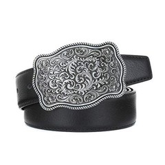 Western Cowboy Belt Buckles Men Vintage Novelty Large Handmade 2-silver Floral