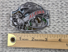 Vintage Siskiyou Buckle Co Belt Buckle Mens Silver Alaska Eagle Cabin Ram