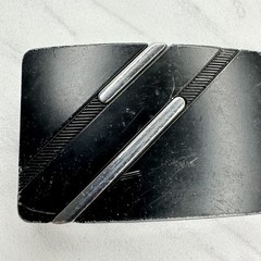 Black Silver Tone Diagonal Stripe Ratchet Belt Buckle