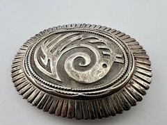 Vintage Nelson Piaso Signed Navajo Sterling Silver Belt Buckle 55.6g