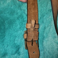 Calvin Klein Jeans Belt Mens Size M Brown Leather Logo Casual Belt Brass Buckle