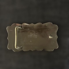 Vintage BAR-J Denver Turquoise Coral Inlay German Silver Western Belt Buckle USA