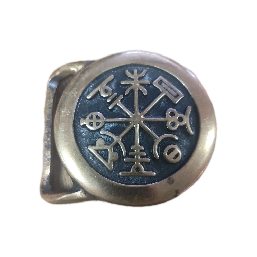Vintage 1974 Tech Ether Guild Inc Rhumb Brass Belt Buckle