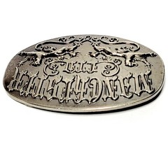 MANCHESTER LTD VTG FORGED BELT BUCKLE Lions Crest & Scroll Design 4&Prime;wide VGC!