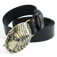 Viking warship Drakkar brass belt buckle, Scandinavian Nordic Celtic warrior