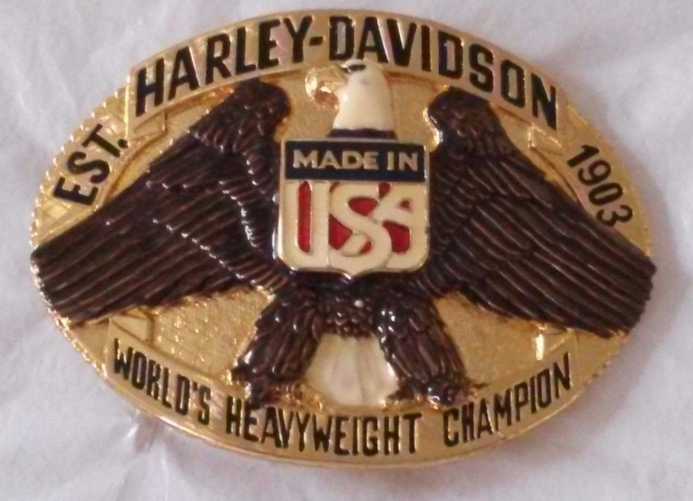 New Vtg. Harley Davidson Belt Buckle Raintree – Heavyweight Champ